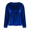 thumbnail image 5 of Mifsaly Womens Velvet Top Puff Long Sleeve Velour Blouse Pleated Business Elegant Shirt Fall Winter Trendy Dressy Casual T-Shirts with Elastic Cuffs M, 5 of 9