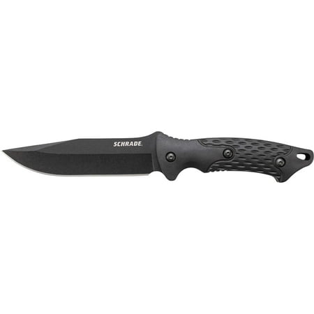 Schrade SCHF30 9.7in Stainless Steel Full Tang Fixed Blade Knife with 4.9in Clip Point Blade and TPE Handle for Outdoor Survival, Camping and (Best Full Tang Bushcraft Knife)