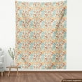 thumbnail image 4 of Ambesonne Floral Fabric by the Yard Upholstery, Image in Khokhloma Pattern, 1 Yard, Cream Pale Teal and Vermilion, 4 of 5