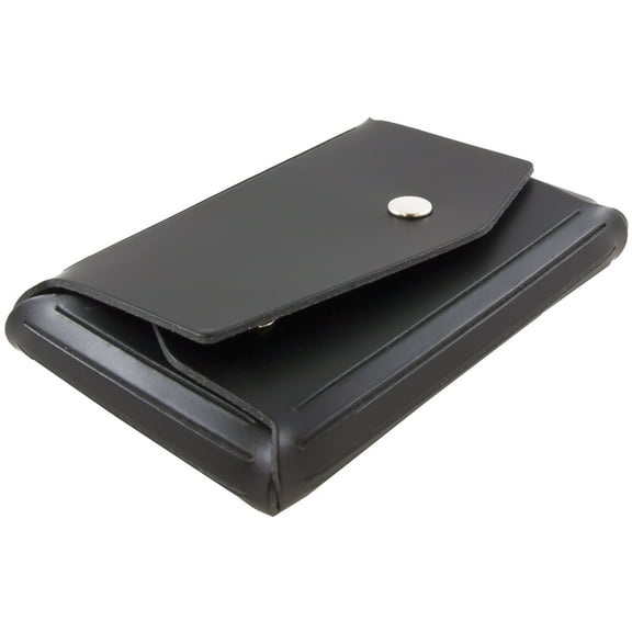 JAM® Italian Leather Snap Business Card Case with Angular Flap, (2 1/2" x 4" x 3/4"), Black, 100 per Pack