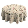 thumbnail image 4 of Pioneer Flower Floral Print Pattern Round Tablecloth 60"x60",Wrinkle Wipeable Table Cloth for Kitchen Dining Room Picnic Patio Party, 4 of 6