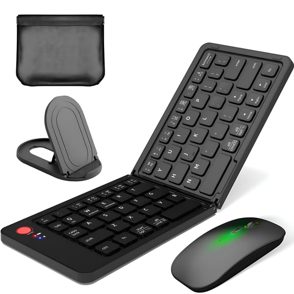 GJX Foldable Bluetooth Keyboard And Mouse,Portable Folding Wireless Keyboard Mouse Combo for Business And Travel,Usb-C Rechargeable