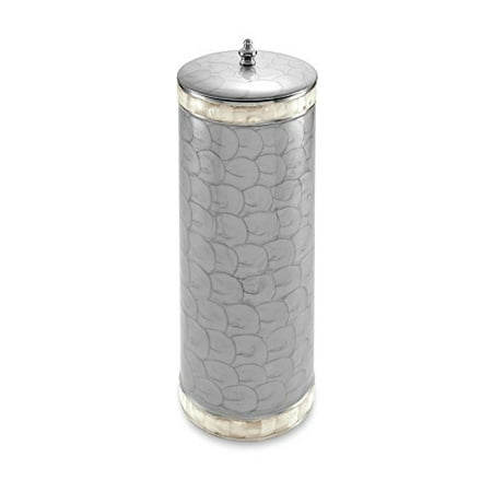 - Julia Knight Classic Toilet Tissue Covered Holder, Platinum, Silver