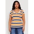 thumbnail image 2 of Womens Plus Size Striped V Neck Tee, 2 of 5