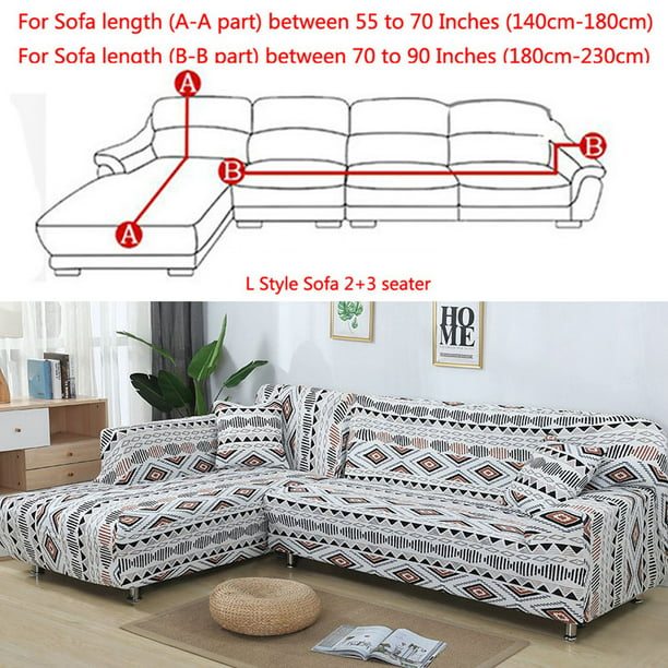 AllCover Sectional Sofa L Shape， 2pcs Slipcover Elastic
