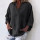 thumbnail image 1 of ICHUANYI Clearance Women's Fashion Solid Color Tops Long Sleeved Loose Cotton And Linen Loose Shirt Blouse V-Neck Casual Tops(Black, XXL) ICHUANYI WER2023081009187, 1 of 6