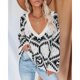 thumbnail image 2 of Fleece Pullover, Acrylic Polyester Casual Warm Women Fleece Sweater Color Contrast Pattern For Date ANGGREK Otros, 2 of 6