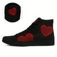 thumbnail image 2 of Coolcustomize Men's Sweetheart Heart Pattern High-top Sneakers, Stylish Black & Red Design, Lace-Up Casual Boots for Daily Wear, Perfect Gift for Couples/Valentine's Day, Outdoor Trendy Casual Shoes, 2 of 10