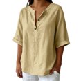 thumbnail image 2 of Bixock Maternity Tops for Women Short Sleeve Button Front Pregnant Tops Crew Neck Maternity Shirts Soft Breathable Maternity Blouse Comfortable Maternity Clothings, 2 of 5