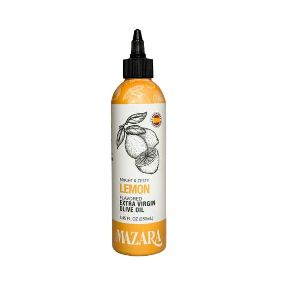 Mazara Premium Squeezable Spanish Lemon-Infused Extra-Virgin Olive Oil – 250 ml Picual Extra Virgin Olive Oil, Cold-Extracted, Antioxidant-Rich with Bright Citrus Flavor