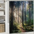 thumbnail image 6 of Patifu Sunlight Trees Path Bathroom Décor Set with Hooks 100% Polyester Chic Modern Shower Curtain 60"x72, 6 of 7