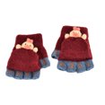 thumbnail image 1 of Guantes convertibles con tapa abatible de dibujos animados para niños pequeños, guantes sin dedos de punto de lana de invierno con manopla, 1 of 5