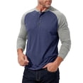 thumbnail image 2 of Dagegui Today Deals of the Day! Men's Slim Fit Henley Shirts Raglan Long Sleeve T-Shirts Vintage Crewneck Buttons Pullover Tops Baseball Tees Fall Casual Shirt Dark Blue,XXL, 2 of 6