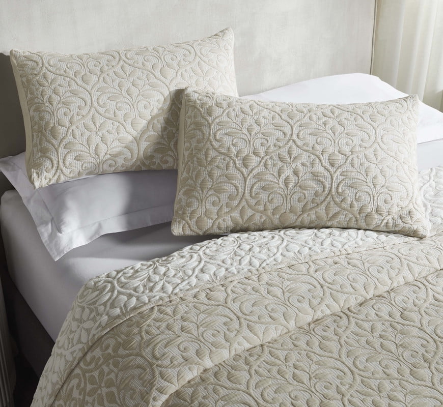Superior Vineyard Cotton Blend Matelasse Coverlet, Throw, Beige