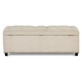 thumbnail image 3 of 24/7 Shop At Home Olive 48 inch Wide Rectangle Lift Top Storage Ottomans in Upholstered Natural Tufted Linen-Like Fabric Large Storage Bench for Bedroom Ottoman Foot Rest, 3 of 5