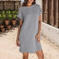 thumbnail image 3 of Summer Dresses for Women Casual Short Sleeve Crew Neck Sundresses Loose Mini Dress, S, 3 of 5