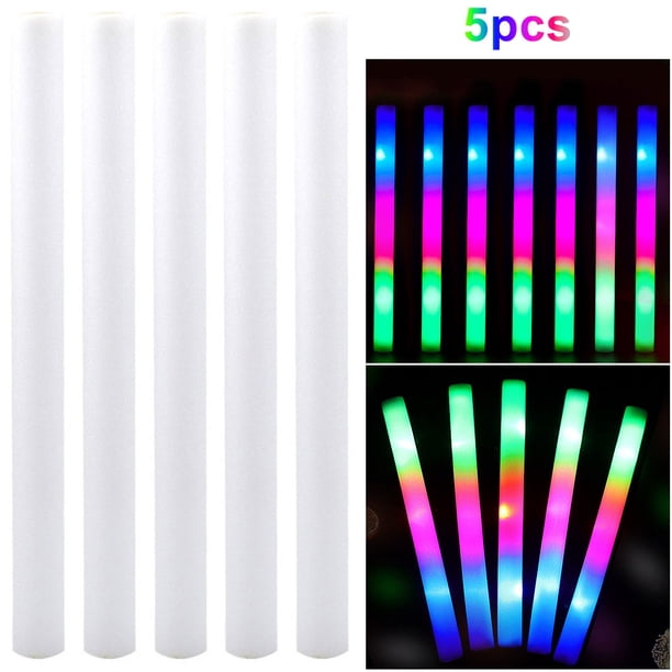 5 Uds LED Cheer Stick Light Up Sticks Hasta 10H Suministros para Fiestas Conciertos Rave