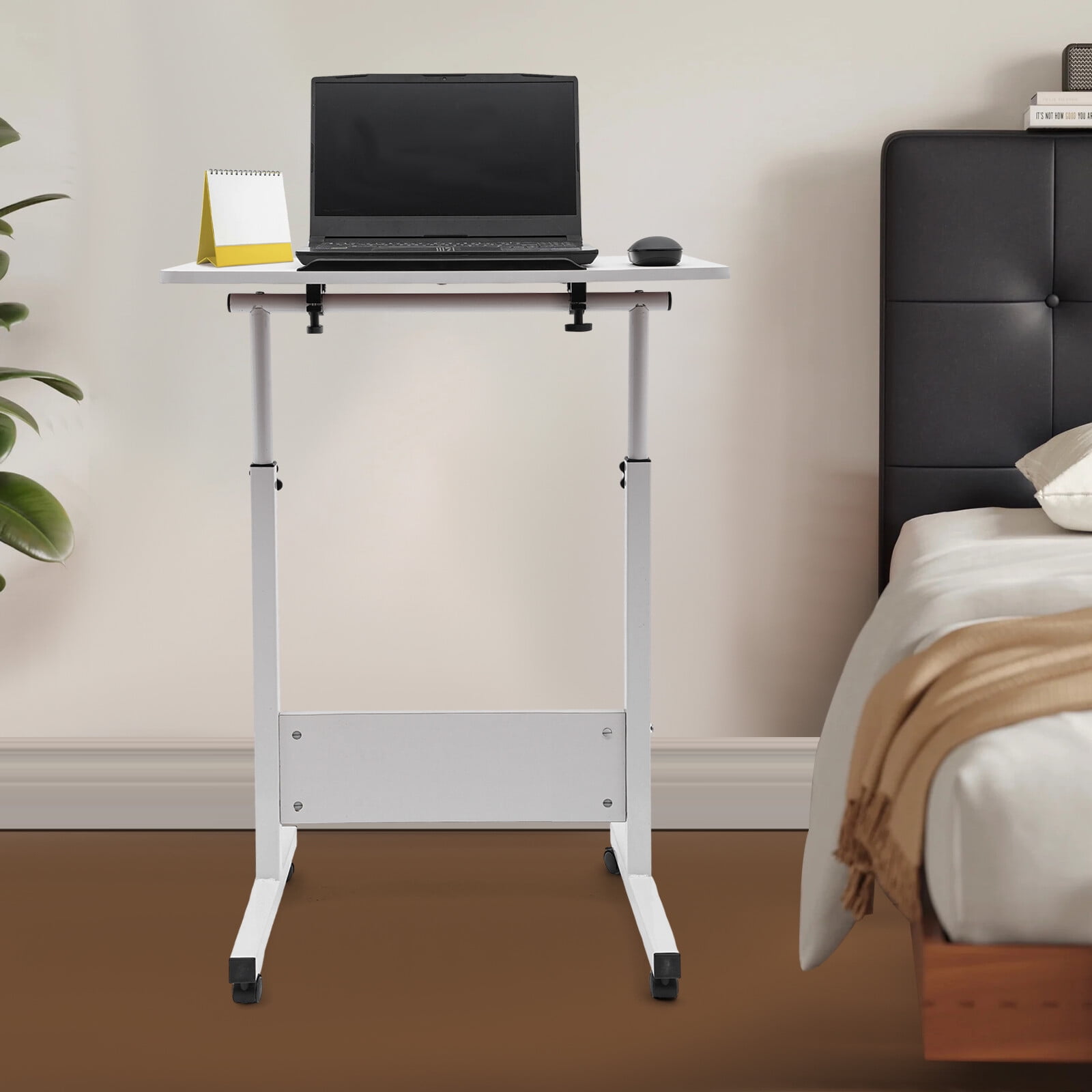 Modern Floor Mount Rectangular White Adjustable Portable Height Standing Desk for Living Room,Lounge