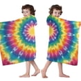thumbnail image 4 of Colorful Rainbow Tie Dye Spiral Pattern Hooded Bath Towel，50"x30" for Ages 3 To 12 Kids, Quick Dry Lightweight Soft Microfiber Hood Beach Towel Cover Up for Kids, 4 of 7