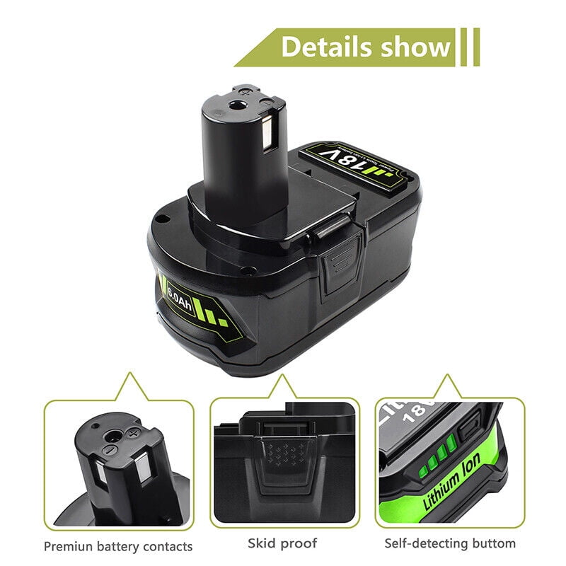 2Pack 6.0Ah High Capacity P108 Replacement for Ryobi 18V Battery Lithium Ion P102 P103 P104 P105 P107 P108 P109 P122 Compatible with Ryobi Cordless Power Tools