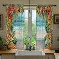 thumbnail image 4 of Summer Ocean Beach Kitchen Curtains Boho Flower Small Short Nautical Coastal Window Curtains Floral Hawaiian Sea Drapes for Bathroom Curtain 2 Panels Window Treatment Tiers 26x36 Inch, 4 of 4