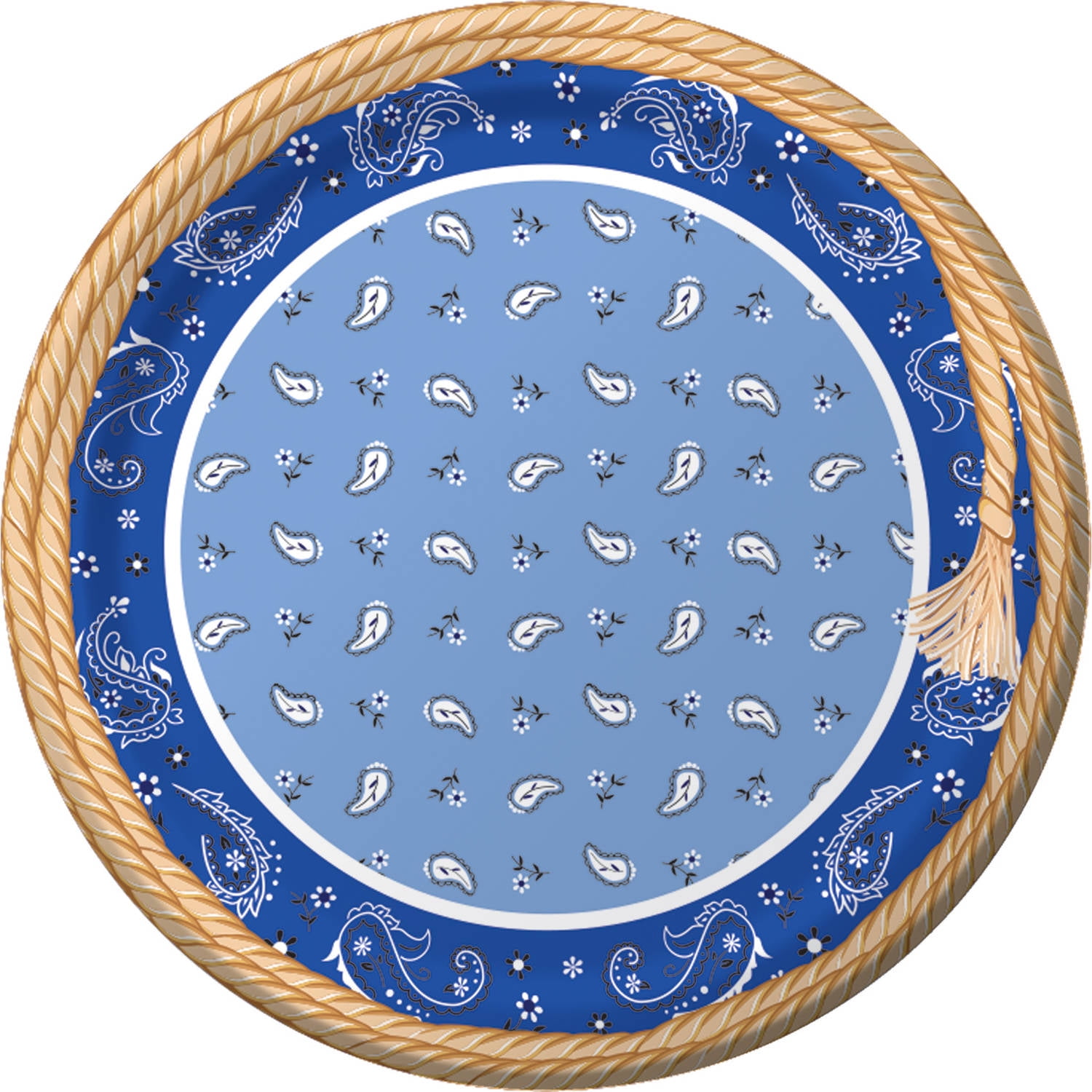 Blue Bandana Cowboy Plates, 8pk