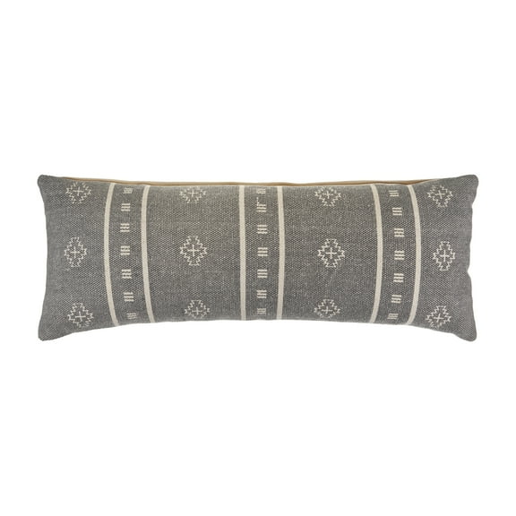 Ox Bay Ava 14" x 36" Gray Boho Striped Cotton Adult Decorative Lumbar Throw Pillow Cover
