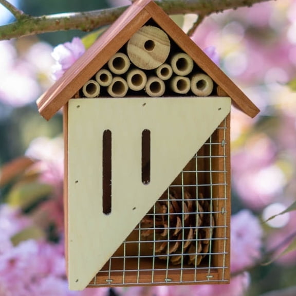 Pollinating Palace - Bee & Butterfly Wooden Insect Hotel - Multi-Compartment, Home For Butterflies, Ladybugs, and Other