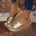 thumbnail image 2 of Slippers for Women Summer Wedge Thick Soled Open Toe Slip-on Slide Shoes Versatile Casual Spring Summer Trendy Comfortable Beach Sandals., 2 of 10