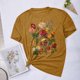 thumbnail image 5 of Blusas de Verano de las Mujeres Flor Impresa Cuello Redondo Manga Corta Superior, Verano Superior de las Mujeres, 5 of 8