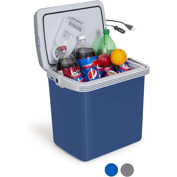 K-Box Electric Cooler and Warmer 34 Qt - Portable Dual-Power 12V  & 110V  Unit - Keeps  & Drinks Hot or Cold - Compact Travel Fridge for Road Trips, Camping, Beach & Tailgating
