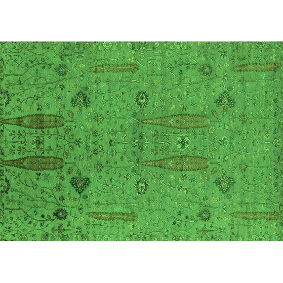 Ahgly Company Indoor Rectangle Oriental Green Industrial Area Rugs, 7' x 10'