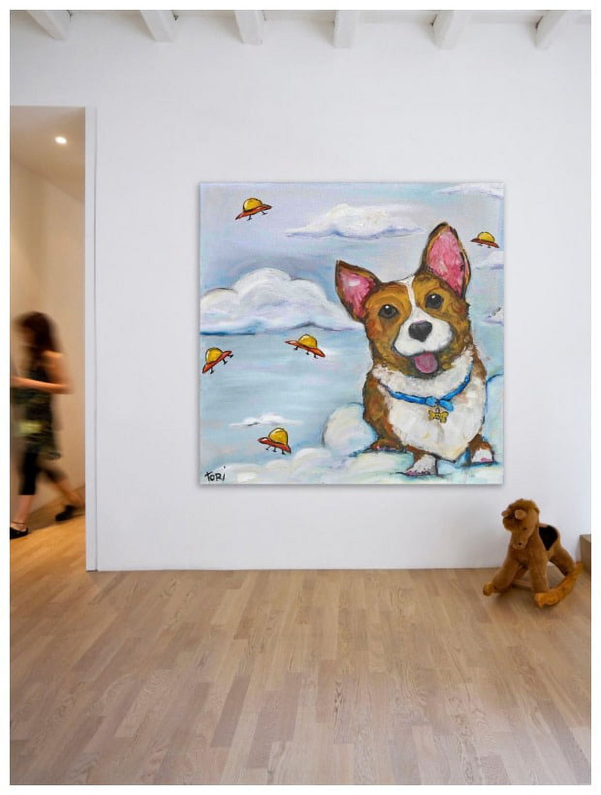 Marmont Hill "Corgi in Space" by Tori Campisi Painting Print on Canvas