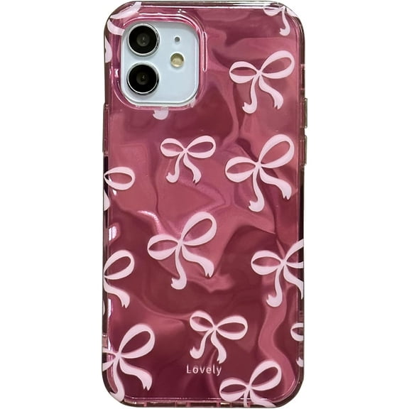 Bows Laser Water Ripple Iridescent Soft  for iPhone Case (Pink,iPhone 15)