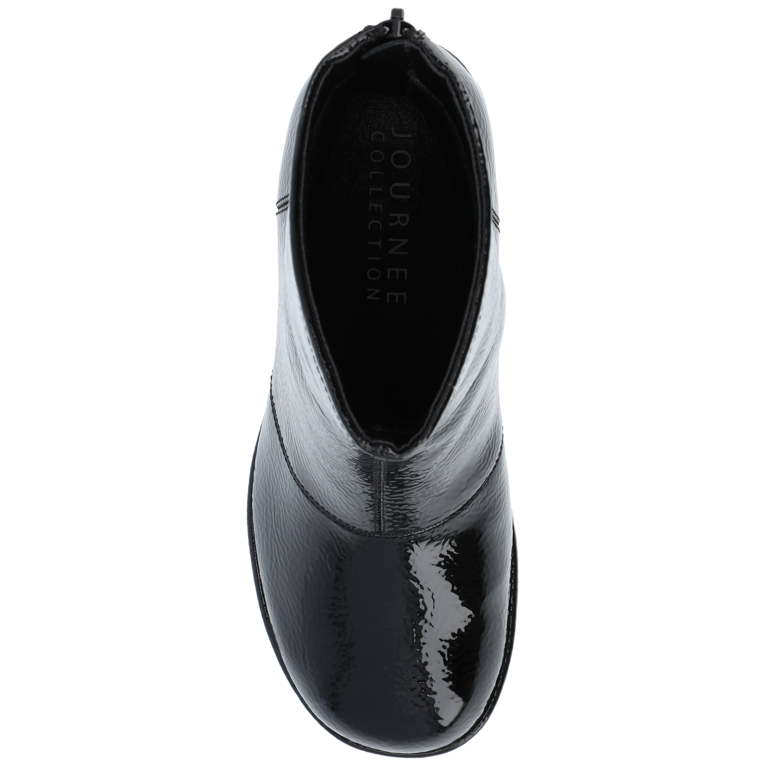 Journee Womens Aylani Crinkle Patent Vegan Leather Platform Booties