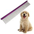 thumbnail image 1 of 10-inch Comfortable Pet Grooming Tool with Rounded Stainless Steel Teeth for Medium Coarse Fur - Easy Grip and Convenient - Purple, 1 of 4