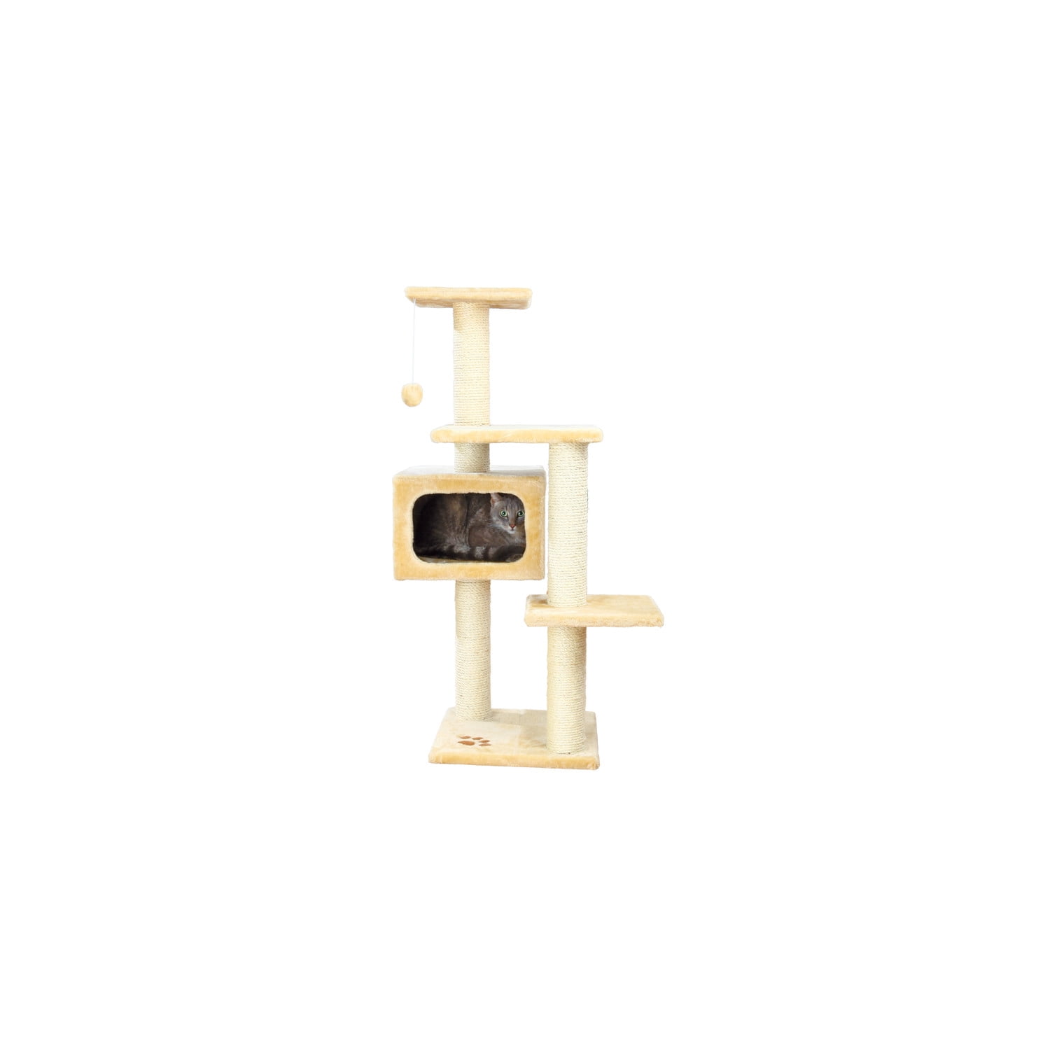 TRIXIE Palamos Plush & Sisal 4-Level 43" Cat Tree with Scratching Posts & Condo, Beige