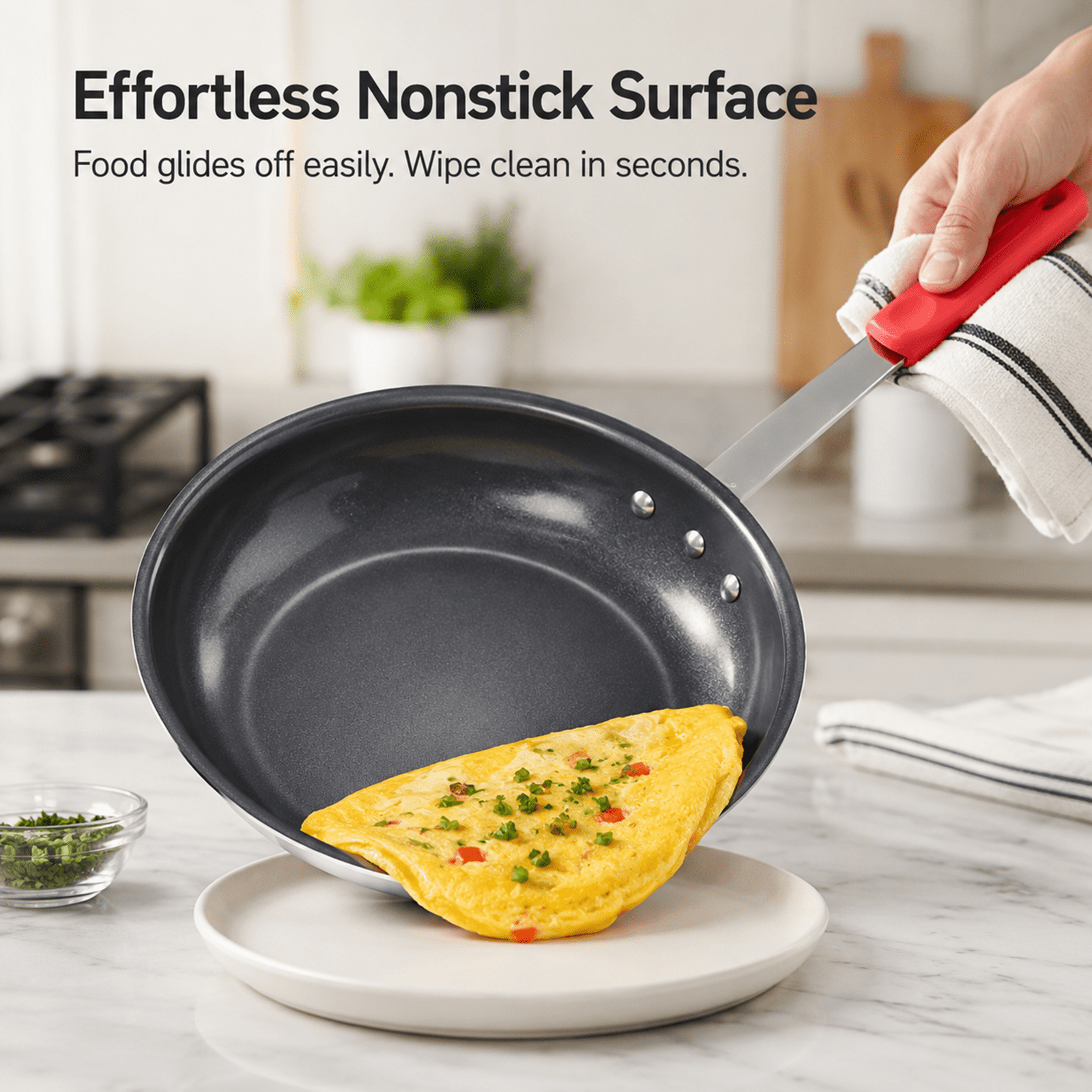 Alvantor Ceramic Nonstick Frying Pan, 8/10/12/14 inch, Aluminum Egg Pan with Stainless Steel Base, Oven Safe, Dishwasher Safe Skillet