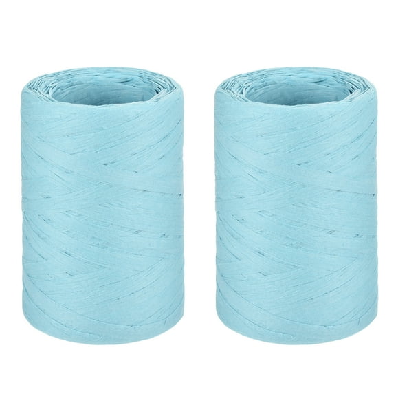 Raffia Paper Ribbon 98 Yard Raffia String Paper Rope Handmade Paper Craft Cord Light Blue / 2 Pcs