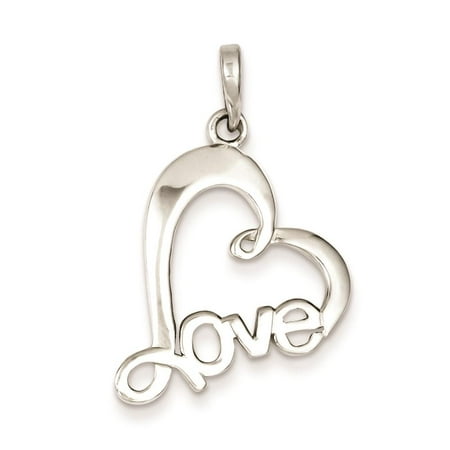 925 Sterling Silver Polished Love Heart Charm Pendant