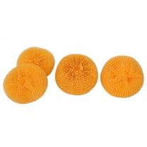 Uxcell Orange Plastic Wire Round Ball Bowl Dish Washing Scrubber 4pcs Yellow