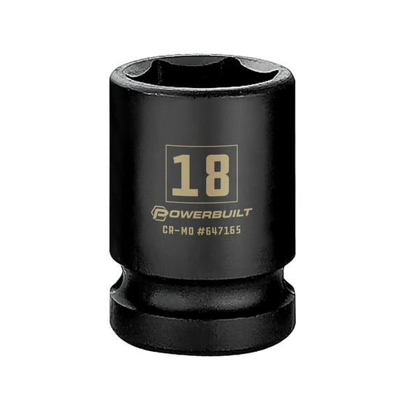 Powerbuilt 1/2 Inch Drive x 18 MM 6 Point Impact Socket - 647165
