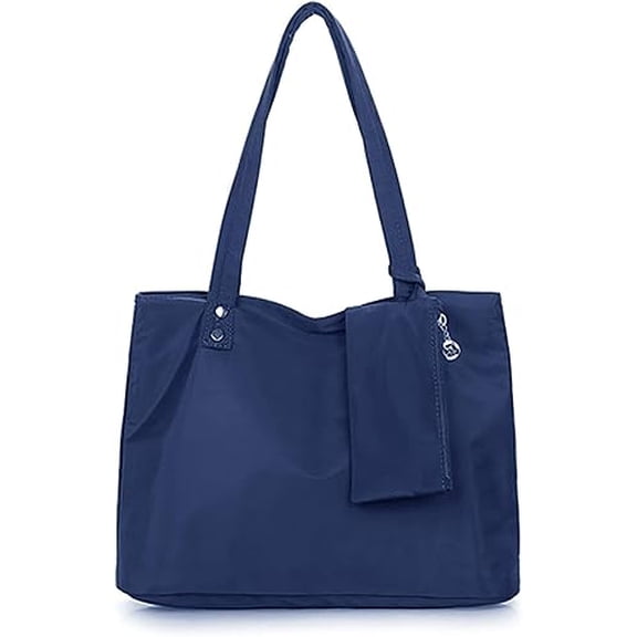 KXF Women Large Tote Bag with Zipper Waterproof Nylon Multi-Pocket Shoulder Bag Lightweight Packable Handbag for Travel Work Shopping, Laptop Daily Use