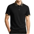 thumbnail image 2 of Fanshiluo Men's Collared Short Sleeve Polo Shirt, Casual Contrast Striped Collared Top,Size:XXL,Big and Tall Men, 2 of 6
