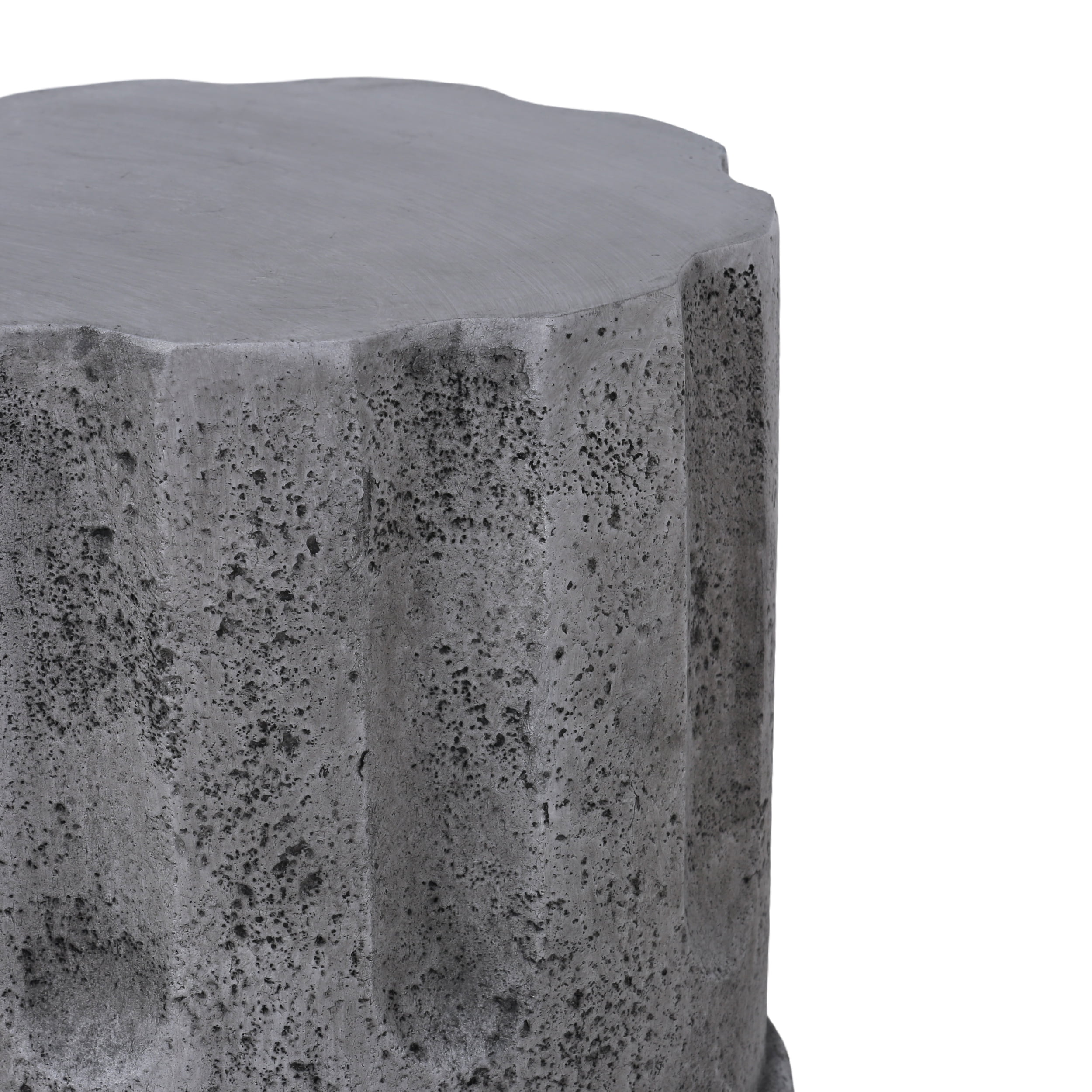 Cement Side Table, Modern Small Round Accent End Table for Patio Garden Backyard Outdoor Rest Area, Antique Grey