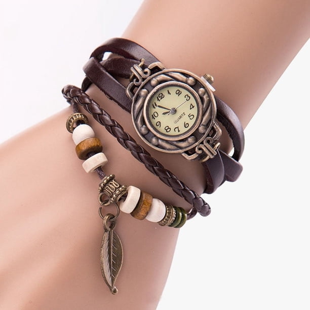 Price Down Sfonq Mothers Day Gift for Grilfriend Womens Watches ,Women Girl Vintage Watches, Bracelet Wristwatches leaf Pendant Coffee,Coffee Buy 2 Save 10%