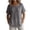 Gray, variant on Women's Short Sleeve T-Shirts, Summer Relaxed Curved Crew Neck Tops, Casual Side Decorative Button Split Hem Crinkled Cotton Linen Tee Tops for Office Vacation