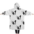 thumbnail image 2 of Oversized Wearable Blanket Hoodie,Cute Bulldog Sherpa Blanket Hoodie with Super Pockets,Super Warm Fuzzy Pullover for Women & Men, 2 of 6