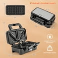 thumbnail image 2 of Spaco 3-in-1 1200W Sandwich Maker with Removable Non-Stick Plates, Simple Operation Sandwich Maker, 6.5 Lbs Lightweight Sandwich Maker for Indoor, Black, 2 of 4