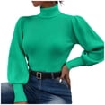 thumbnail image 2 of Suéter de cuello alto de moda para mujer, suéter liso de manga larga, suéter informal de cuello alto, tops, suéter para mujer, 2 of 9